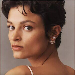 NEW~ Anthropologie "Kevia" Pearl Flower Front-Back Earrings